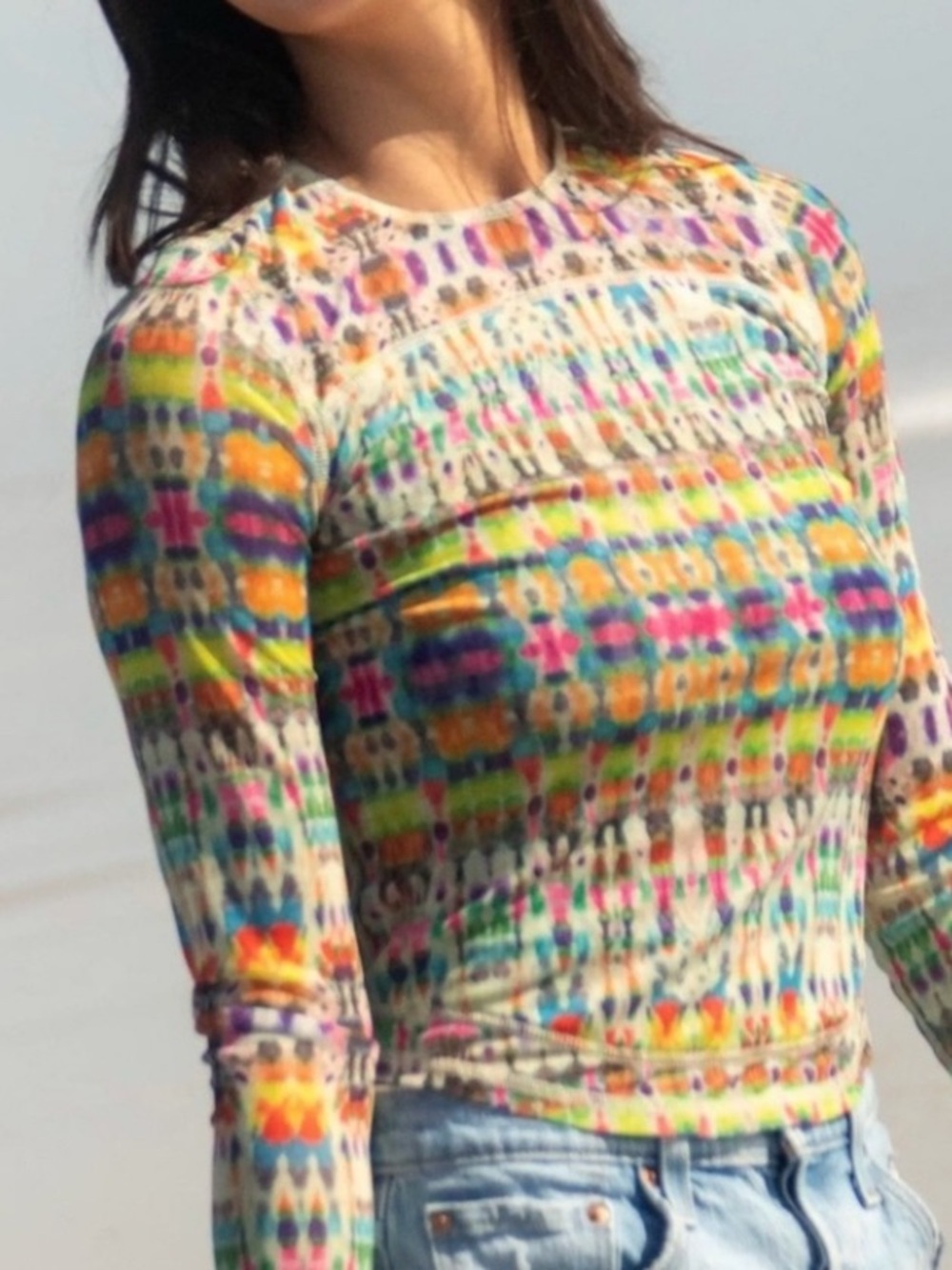 Natural Life Multicolor Tie-Dye Inspired Long Sleeve Tee